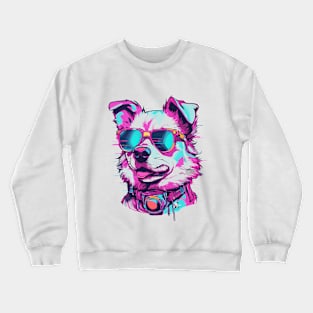 Neon Punk Style Cute Dog Art Crewneck Sweatshirt